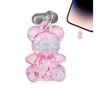 Couvercle de port USB C, breloque de prise anti-poussière de téléphone Bouchon anti-poussière mignon ours de type C en acrylique-Petit couvercle de port de charge portable, breloque de téléphone p
