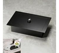 Couvercle de Poubelle Encastrable pour Plan de Travail, Couvercle de Vide-Ordures en Acier Inoxydable avec Ouverture Relevable, Idéal pour Restaurants, Maisons et Hôtels(Black)