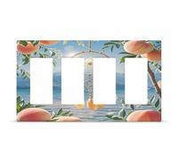 Couvercle de prise d'attrape-rêves Peach - Plaque murale à 4 interrupteurs - Plaque frontale cachée - Plaque frontale en thermoplastique - Décoration de prise de courant - Dimensions : 21 x 12 cm