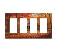 Couvercle de prise de cabine Autumn Woods - Plaque murale à 4 interrupteurs - Plaque frontale cachée - Plaque frontale en thermoplastique - Décoration de prise de courant - Dimensions : 21 x 12 cm