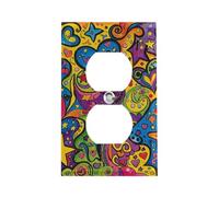 Couvercle de prise de courant à motif graffiti coloré, plaque murale standard américaine avec vis - En acier inoxydable résistant à la chaleur et aux chocs - Couvercle de prise duplex pour décoration