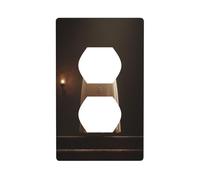 Couvercle de prise de courant avec motif fantôme mignon dans une vieille maison hantée - Plaque murale décorative pour cuisine, salle de bain - Dimensions : 7 x 11,4 cm