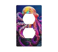Couvercle de prise de courant coloré en forme de pieuvre - Plaque murale décorative pour cuisine, salle de bain - Dimensions : 7 x 11,4 cm