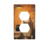 Couvercle de prise de courant de journal avec fantôme assis sur les toilettes, plaque murale décorative pour cuisine, salle de bain, taille 7 x 11,4 cm