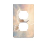 Couvercle de prise de courant de vol, colombe blanche lumineuse, plaque murale décorative pour cuisine, salle de bain, taille 7 x 11,4 cm