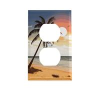 Couvercle de prise de courant en forme de palmier sur la plage, couvercle décoratif pour interrupteur électrique, plaque murale en acier inoxydable, plaque d'interrupteur décorative pour maison