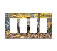 Couvercle de prise de courant en forme d'ours marron en automne caché pour interrupteur de lumière en polycarbonate thermoplastique 4 interrupteurs Plaque murale décorative tendance pour maison de