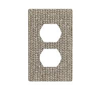 Couvercle de prise de courant en tissu tricoté marron neutre pour interrupteur décoratif 1 gang plaque murale pour cuisine, salle de bain, taille 7 x 11,4 cm