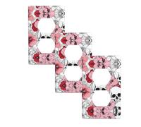 Couvercle de prise de courant imprimé crânes colorés intéressant panneau mural interrupteur pour chambre à coucher, cuisine, salon décoratif double prise d'alimentation panneau mural interrupteur 11,4