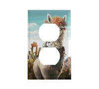 Couvercle de prise de courant mexicain lama cactus - Couvercle décoratif pour interrupteur électrique - Plaque murale en acier inoxydable - Plaque d'interrupteur décorative pour maison, bureau, hôtel