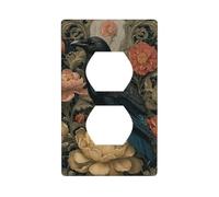 Couvercle de prise de courant noir motif corbeau victorien pour interrupteur décoratif 1 gang pour cuisine, salle de bain, taille 7 x 11,4 cm