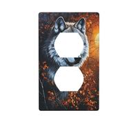 Couvercle de prise de courant Wolf - Plaque murale décorative pour cuisine, salle de bain - Dimensions : 7 x 11,4 cm