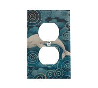 Couvercle de prise duplex en acier inoxydable - Plaque murale 1 prise de courant - Taille standard - Baleines et ours blancs - Couvercles de prise électrique - Pour cuisine, salle de bain, décoration