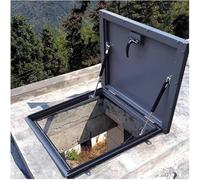 Couvercle de puits de lumière de grenier en métal, couvercle de trappe de toit, serrure à poignée rotative à 90 °, couvercle de sortie de trou d'homme/cave(95 * 95cm)