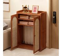 Couvercle De Radiateur En Bois Design Contemporain, Cache-radiateur À Panneau Front Tissé Avec Étagère Réglable Installation Sans Perçage, Design Double Porte(M)