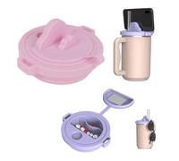 Couvercle de rechange, 3 en 1, en silicone, anti-fuite, pour gobelet Stanley, avec support pour téléphone portable, crochet à lunettes et boîte de rangement, accessoires pour gobelet Stanley Cup (A)