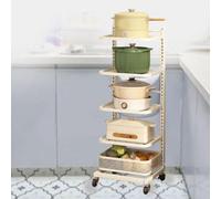 Couvercle de récipient de rangement blanc - Étagère de cuisine au-dessus du micro-ondes, armoire 3 x 3 planches et support de casserole pour économiser de l'espace