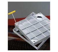Couvercle de Regard avec Cadre en Acier Inoxydable 304, carré, 36, 34, 32, 30, 28, 26, 24, 22, 20 Pouces, pour Fosse septique encastrée, pour patios, Jardins, écoles, Cours (50 x 50 cm)