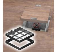 Couvercle de regard carré, couvercle de chambre d'inspection en métal, couvercle de drain encastré pour usage extérieur/intérieur, 80 x 90 cm (31,5 x 35,4 po) avec poignée de levage, couverc