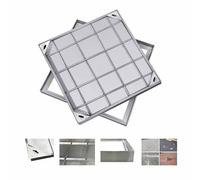 Couvercle de regard,couvercle de regard carré ，Alliage d'aluminium Couvercle de Regard Encastré et Cadre, Couvercle d'inspection Invisible pour Grilles d'égout Caniveaux(5cm,30*30cm/11.8*11.8in)