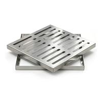 Couvercle de Regard Couvercle Fosse Septique Inox 304 Haute Résistance | Pour Allée Véhicule Cour Garage Patio, Évacuation en 1s, Grille 1.5cm, Bordure Intégrée Argent(40x40x3cm/15.7x15.7x1.2in)