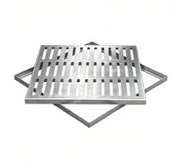 Couvercle de Regard Couvercle Fosse Septique Inox 304 Haute Résistance | Pour Allée Véhicule Cour Garage Patio, Évacuation en 1s, Grille 1.5cm, Bordure Intégrée Argent(50x50x3cm/19.7x19.7x1.2in)
