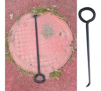 Couvercle de Regard Crochet Outil de Levage en Forme de Crochet pour Portes et Couvercles de Regard, Crochet de Couvercle de Drain Pluvial avec Barre Ronde Antidérapante(65 cm(25 5/8"))