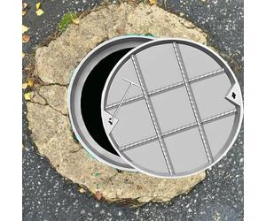 Couvercle de Regard de Fosse septique Rond de 36 cm avec Base, Couvercle de Regard de Drainage Invisible pour allées, Couvercle de Bassin d'eaux usées en béton Durable, Conception encastrée