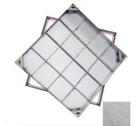 Couvercle de Regard en Acier Inoxydable, Carrés Caniveau Exterieur | Adaptés aux Cours, Écoles et Routes, avec Trappe Visite Métallique Intégrée(60x60x8cm/24x24x3in)