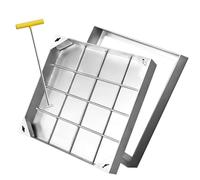 Couvercle de regard encastré carré, couvercle de fosse septique antidérapant avec cadre en acier inoxydable 304, couvercle d'inspection en métal robuste, usage intérieur et extérieur (45 x 4