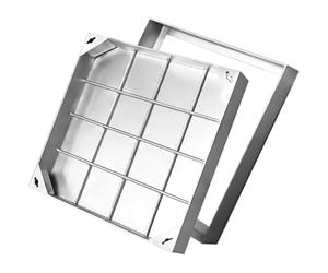 Couvercle de regard encastré, Couvercle de regard encastré, cadre en acier inoxydable 304, plaque base galvanisée, conception intégrée, plusieurs tailles, argent(500x500mm/19.7x19.7in)