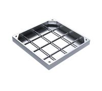 Couvercle de regard encastré en résine Cadre de couvercle de regard invisible carré en acier inoxydable 304 for fosse septique, allée, trottoir, argent, plusieurs tailles(70x70x5cm/27.5x27.5x2")