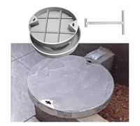 Couvercle de Regard encastré Rond avec clés de Levage - Couvercle d'inspection métallique Invisible de 31,5 Pouces pour eaux usées, Cour, Trottoir, pelouse - Durable et sécurisé pour Les zon