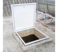 Couvercle de regard encastré, Trappe de toit en aluminium galvanisé, poignée verrouillable à assistance hydraulique, joint caoutchouc, blanc, plusieurs tailles(100x100cm/39.4x39.4in)