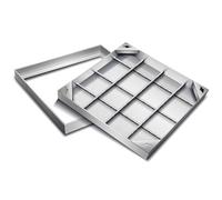 Couvercle de Regard Invisible en Acier Inoxydable 304, Couvercle de Bassin d'eaux usées carré avec Base, Couvercle de Fosse septique encastré pour allée, pour Jardin/Trottoir/pelouse (45 x 4