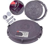 Couvercle de regard rond 600 mm A15 graphite avec cadre renforcé, plaque de regard en polymère-sable 1,5t, couvercle fosse septique plastique, regard eau pluviale, caniveau exterieur