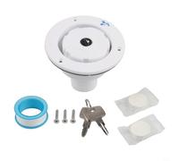 Couvercle de réservoir d'eau de 80 mm de profondeur avec serrure et entrée d'eau pour camping-cars, remorques, ambulances et véhicules maritimes (blanc)