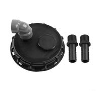 Couvercle de réservoir IBC DN150 pour le stockage de l'eau et les barils de pluie avec connecteur d'aspiration, couvercle en plastique ventilé pour IBC tonnes, joint étanche, noir (25 mm)