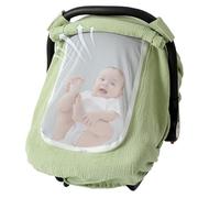 Couvercle de siège d'auto bébé 360 ° Protection Coton Gauze Baby Couvre siège d'auto avec fenêtre à double couche de tissu en mailles respirantes bébé léger pour garçons et filles Green..