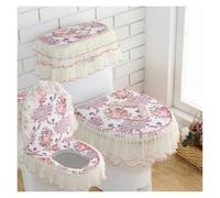 Couvercle de siège de toilettes, Coussin de siège toilette, ensemble 3 pièces couvercle, et couvercles réservoir en dentelle à fleurs, coussinets(L)