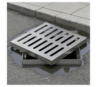 Couvercle de siphon de sol ultra-résistant, Carré de grille drainage d'acier inoxydable for la cour jardin puits lumière sous-sol tailles multiples(20x20x2cm/7.9x7.9x0.8in)