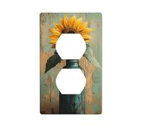 Couvercle de sortie de bouteille en verre bleu antique tournesol jaune pour interrupteur décoratif 1 gang plaque murale pour cuisine, salle de bain, taille 7 x 11,4 cm