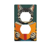 Couvercle de sortie de lecture vintage chat tigré pour interrupteur décoratif 1 gang plaque murale pour cuisine salle de bain taille 7 x 11,4 cm