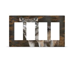 Couvercle de sortie de loup gris sauvage sauvage, plaque murale à vis cachée, plaque frontale en thermoplastique décoratif, prise de courant de sortie, couvercle d'interrupteur, taille 21 x 12 cm pour