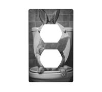 Couvercle de sortie pour interrupteur décoratif en forme de lapin avec journal sur siège de toilette, pour cuisine, salle de bain, taille 7 x 11,4 cm