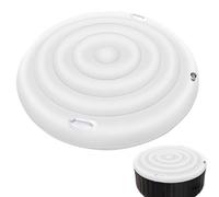 Couvercle de Spa Gonflable Rond/carré Couverture Spa, Habillage Spa Gonflable avec poignée, avec Valve de Gonflage et de Dégonflage Rapide et Facile, Couvercle isolé pour Spa (Round 140*140cm,White)