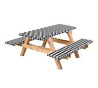 Couvercle de Table de Pique-Nique, 3pcs / Ensemble Couvercle Table Pique-Nique avec couvercles Banc, Nappe Camping imperméable 6 Pieds avec Un Support en Flanelle élastique, couvercles
