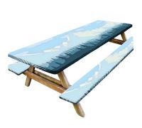 Couvercle de Table de Pique-Nique élastique, 3 pcs/Set Couvercle Table Pique-Nique avec couvercles Banc 8 Pieds avec des couvercles imperméables avec Une Nappe Camping Facile à Netto