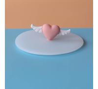 Couvercle de tasse en silicone étanche avec joint d'aspiration pour café, thé et soupe (Love Wings)