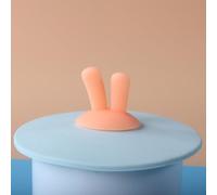 Couvercle de tasse en silicone étanche avec joint d'aspiration pour café, thé et soupe (oreilles de lapin rose)